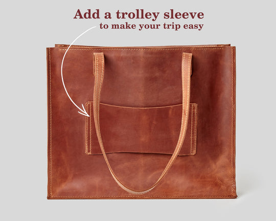 Ladies Leather Laptop Bag, Large Tote Bag with Outside Pocket, Classic Women Bag with Long Handles