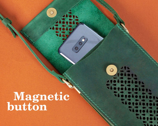 Leather Smartphone Crossbody Bag, iPhone Pouch