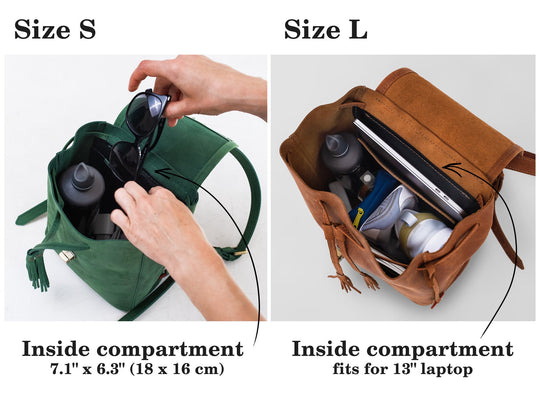 Handmade Leather Backpack for Women, City Leather Backpack, Minimalist Everyday Bag, Small Backpack for Girls