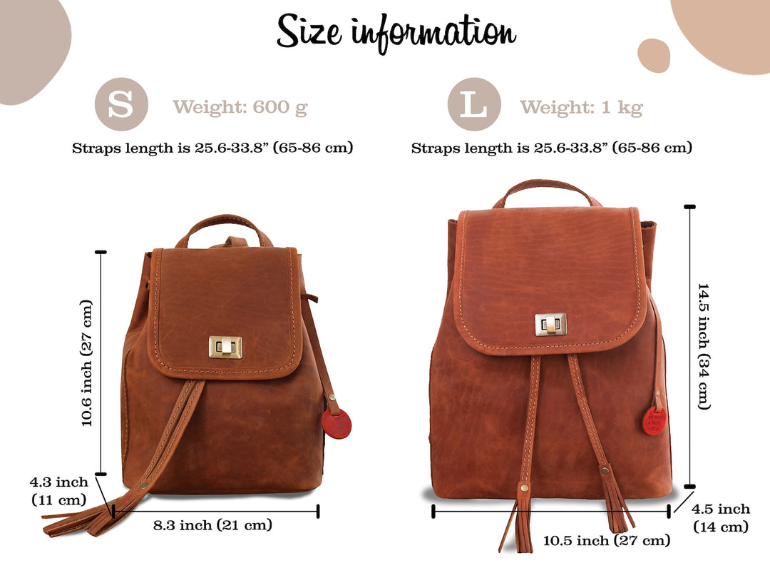 Handmade Leather Backpack for Women, City Leather Backpack, Minimalist Everyday Bag, Small Backpack for Girls