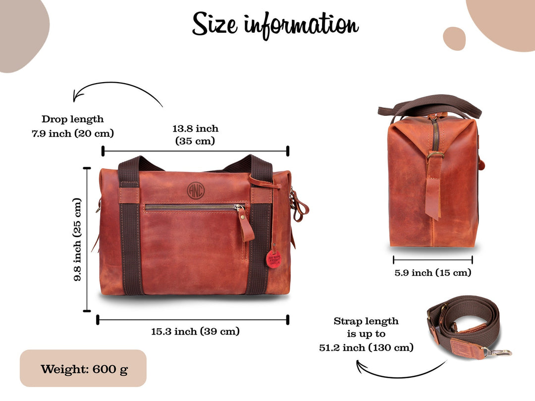 Leather Duffle Bag, Large Weekend Duffel Bag