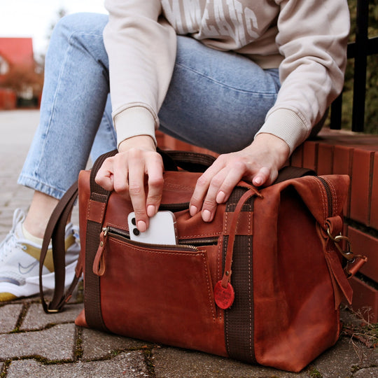 Leather Duffle Bag, Large Weekend Duffel Bag