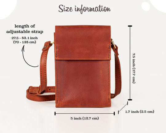 Leather Smartphone Crossbody Bag, iPhone Pouch