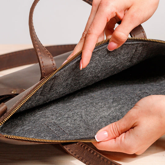 Slim Genuine Leather Woman's Laptop Bag for MacBook