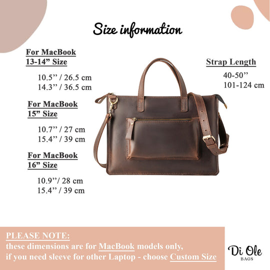 Slim Genuine Leather Woman's Laptop Bag for MacBook