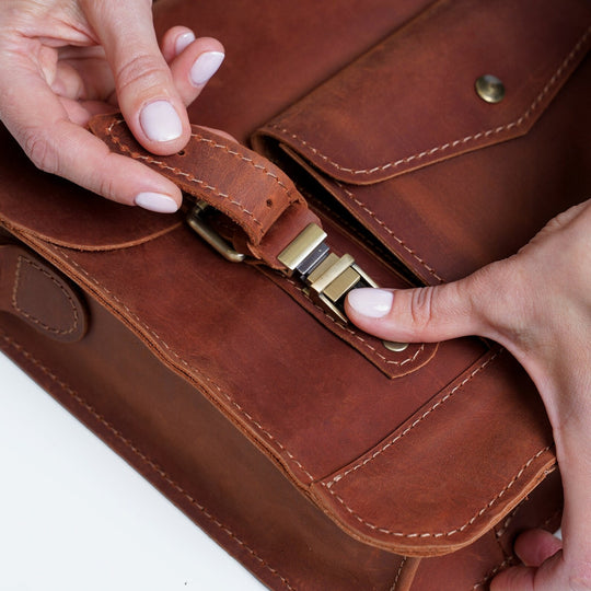 Leather Laptop Messenger Briefcase, Crossbody Leather Bag