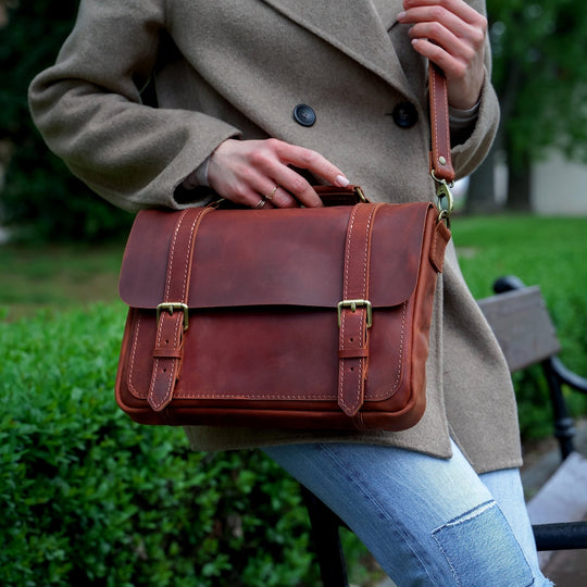 Real Leather Messenger Bag, Leather Laptop Bag Unisex