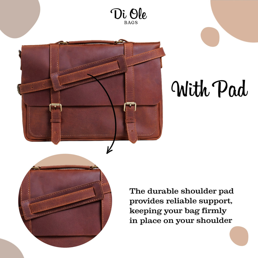 Real Leather Messenger Bag, Leather Laptop Bag Unisex