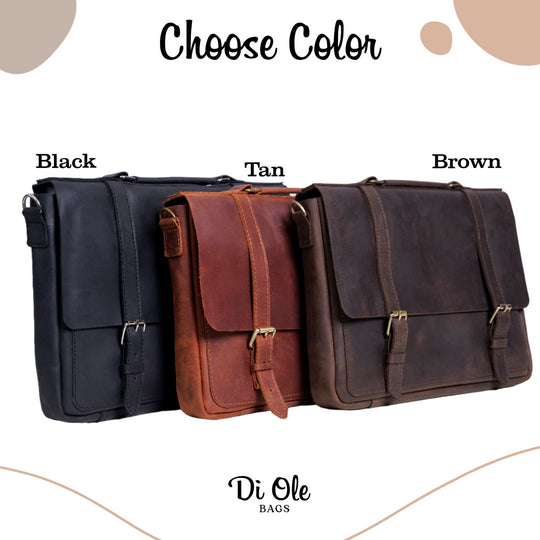Real Leather Messenger Bag, Leather Laptop Bag Unisex