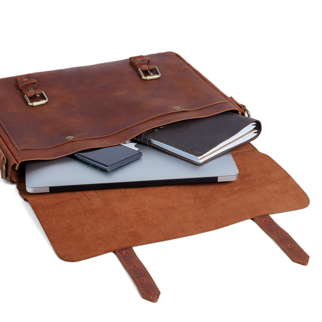 Real Leather Messenger Bag, Leather Laptop Bag Unisex