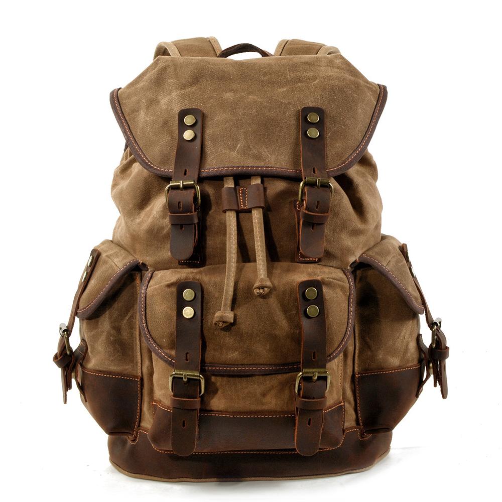 Durable Canvas Hiking Backpack – Lightweight, Water-Resistant Outdoor Bag Khaki