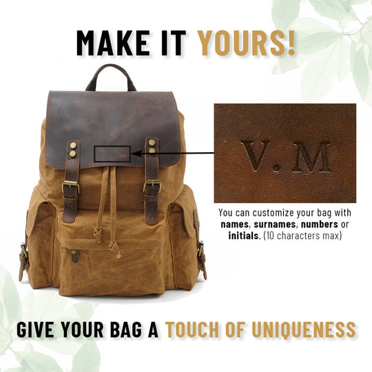 Waxed Canvas Backpack – Durable, Water-Resistant Bag with Classic Style - Leather Purse Backpack