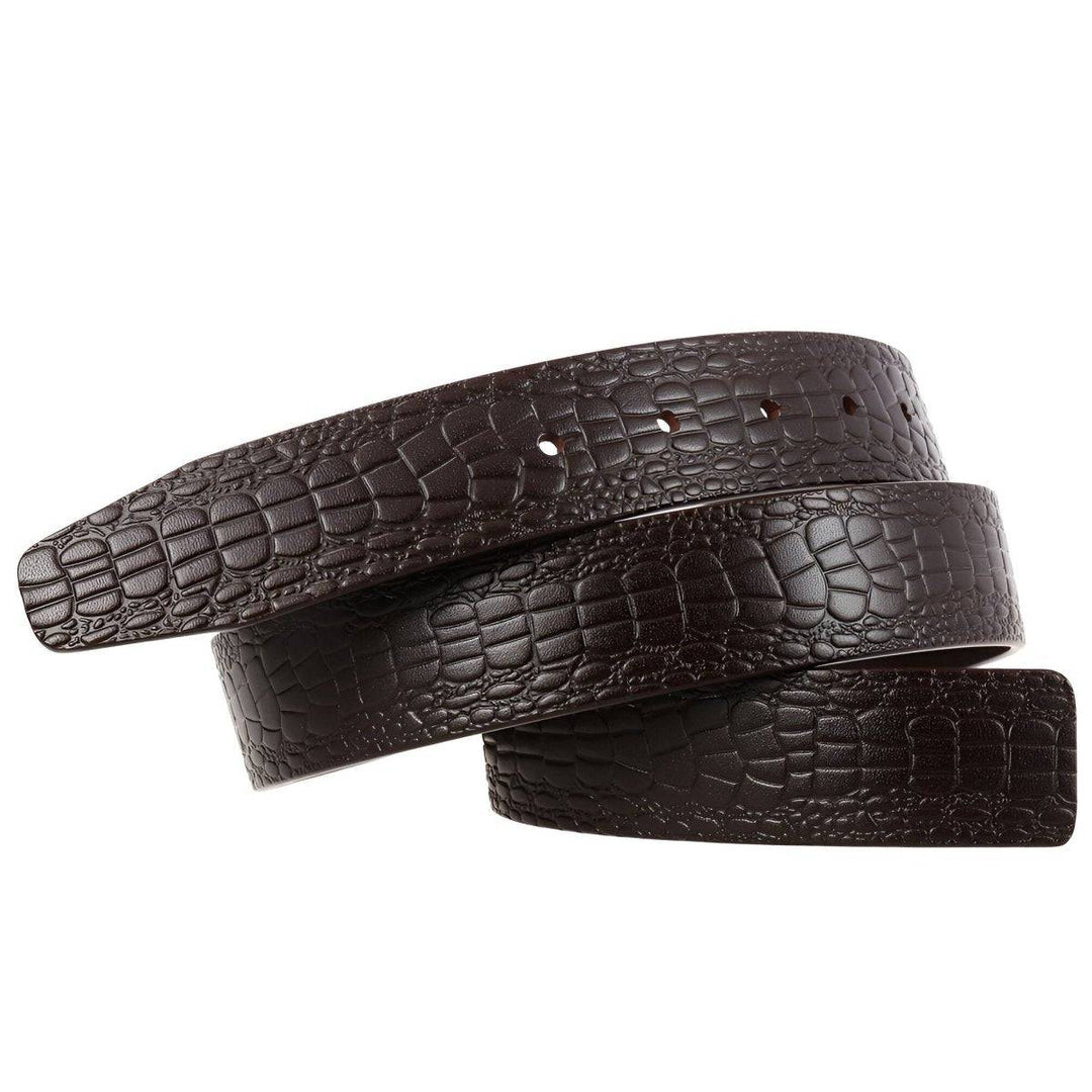 Leather Belt Strap, For Pin Buckles, Crocodile Look, Saban Model