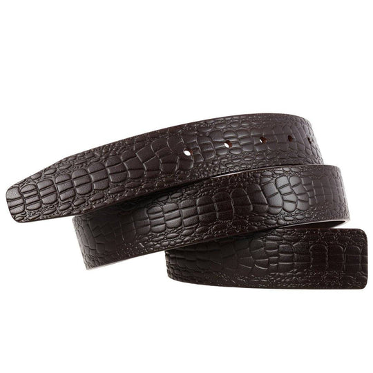 Leather Belt Strap, For Pin Buckles, Crocodile Look, Saban Model - Leather Purse Backpack