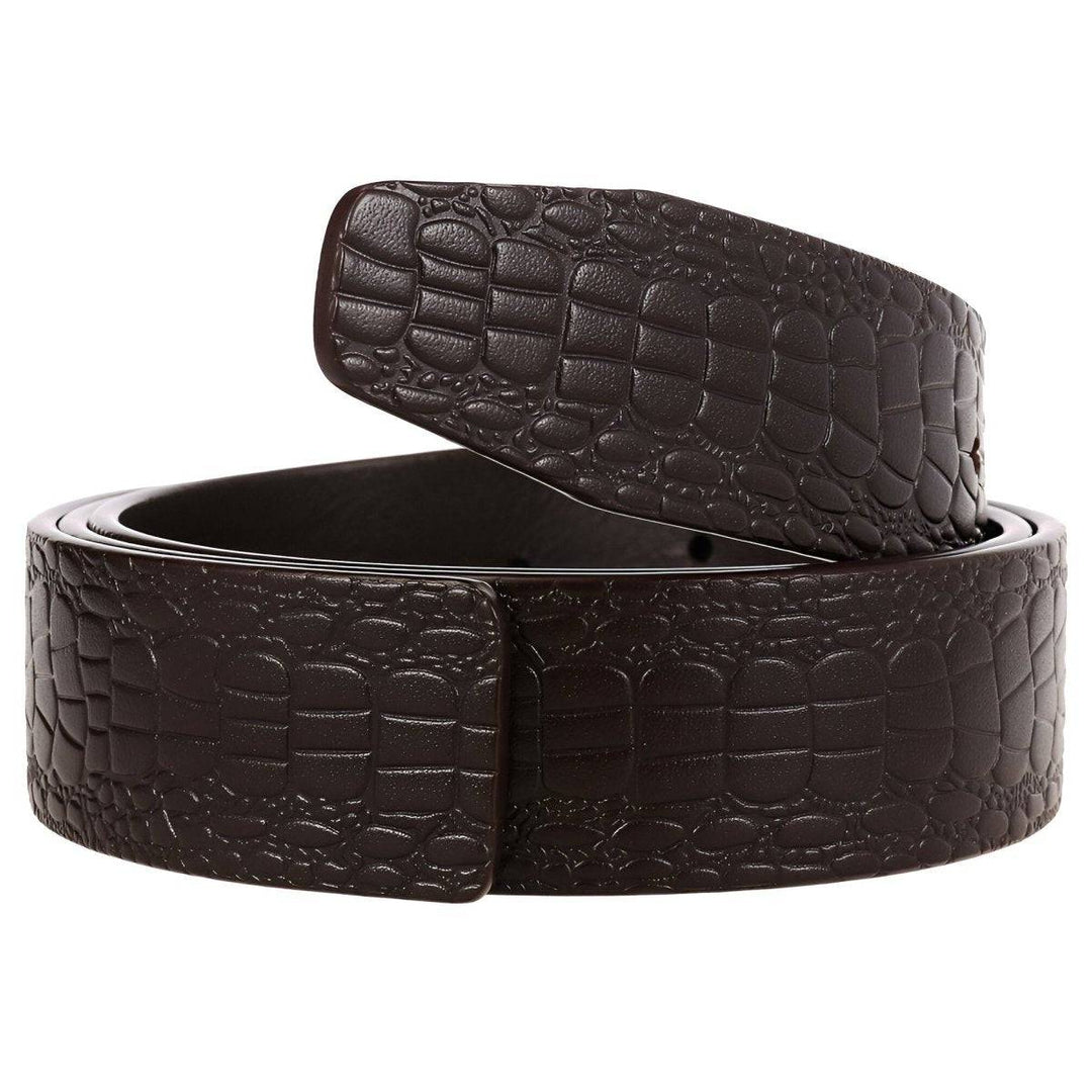 Leather Belt Strap, For Pin Buckles, Crocodile Look, Saban Model