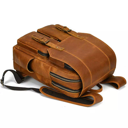 Hiking rucksack crafted from full grain leather