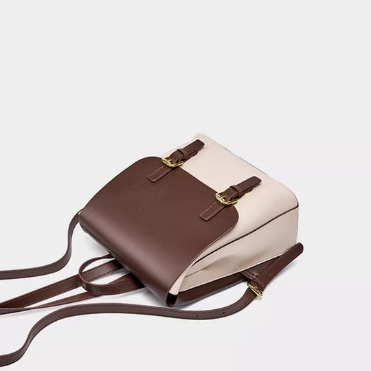 Top grain cowhide leather backpack purse with adjustable shoulder strap