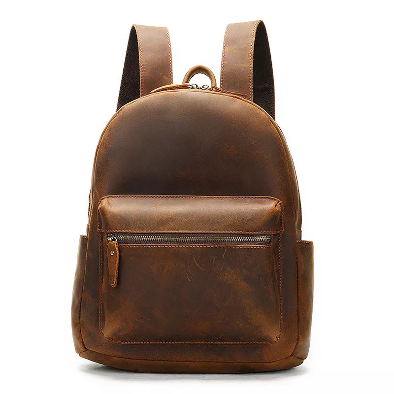 Timeless vintage-inspired Crazy Horse leather backpack