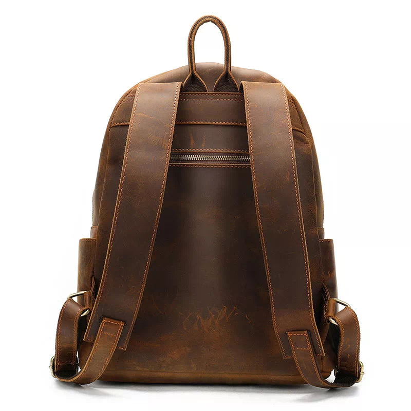 Classic vintage design Crazy Horse leather backpack for him