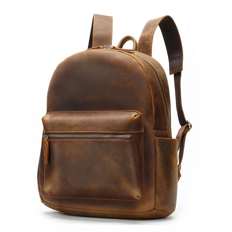 Men's retro-style Crazy Horse leather backpack