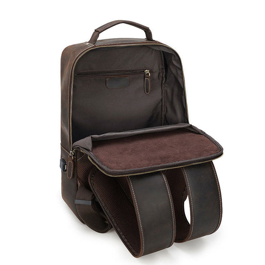 Men's backpack in dark brown Crazy Horse leather