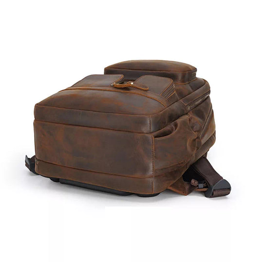 Men's oversized Crazy Horse leather travel backpack