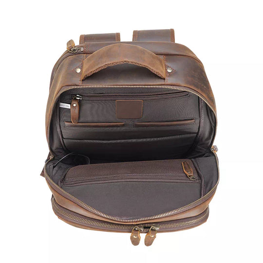 Crazy Horse leather travel backpack - big size for men
