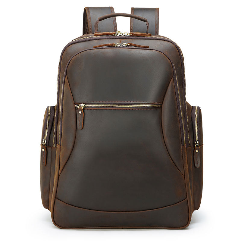 Men's spacious leather travel backpack