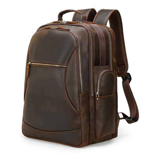 Big capacity leather travel backpack for him