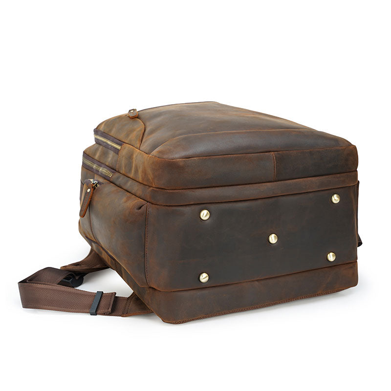 Stylish large leather backpack for travel