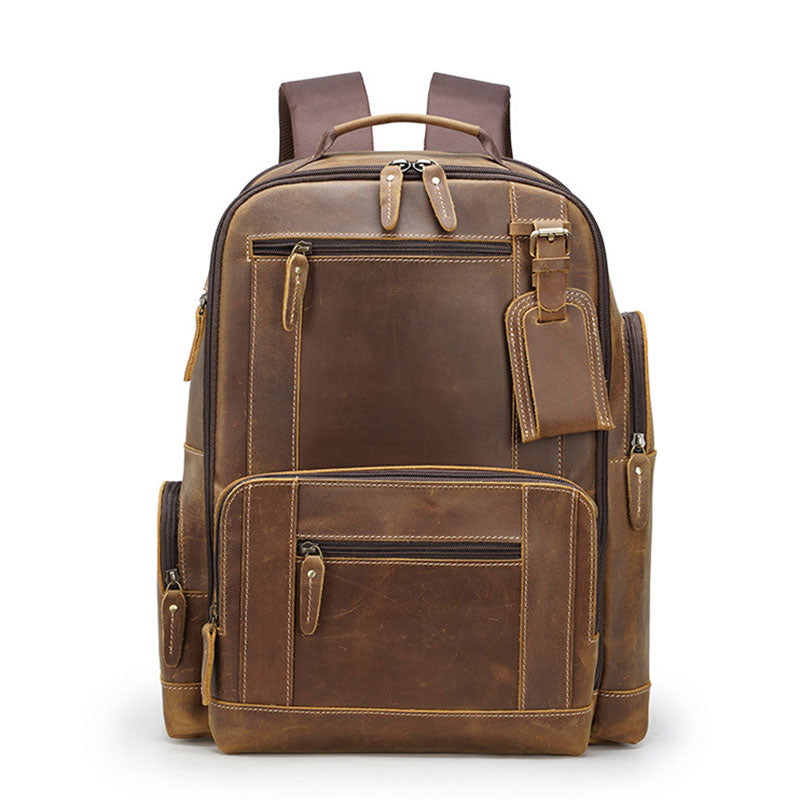 Handmade leather backpack with a genuine touch for men
