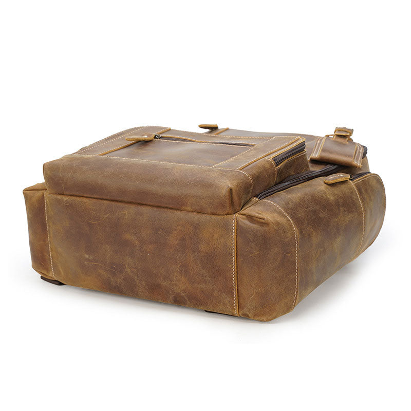 Hand-tooled men's leather handbag backpack
