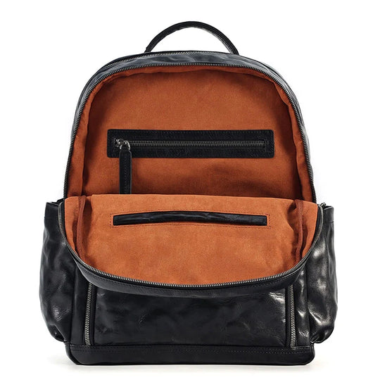 Sleek black vegetable leather backpack for work