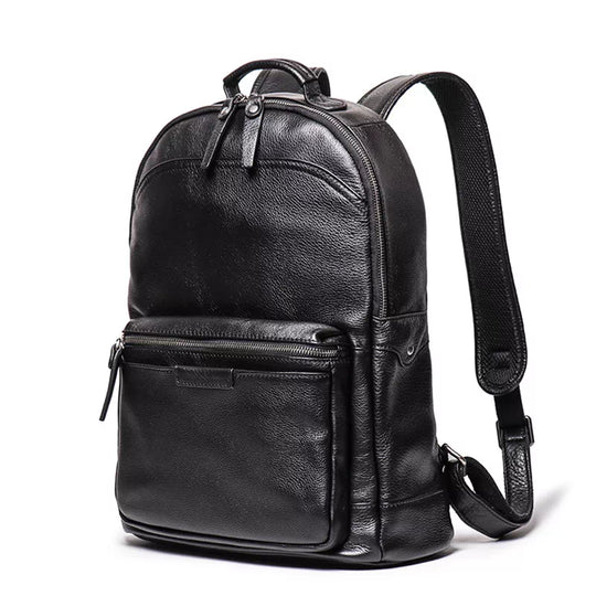 Men's leather laptop backpack for 15.6-inch laptops
