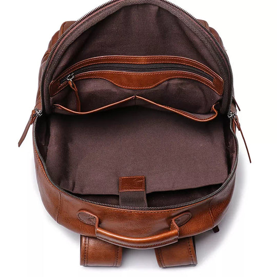 Stylish leather backpack with laptop sleeve for 15.6 inches