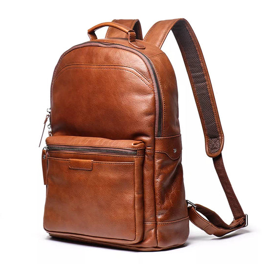 Laptop compartment leather backpack for him