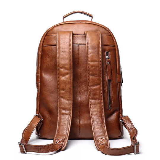 Leather backpack with padded 15.6 inches laptop pocket