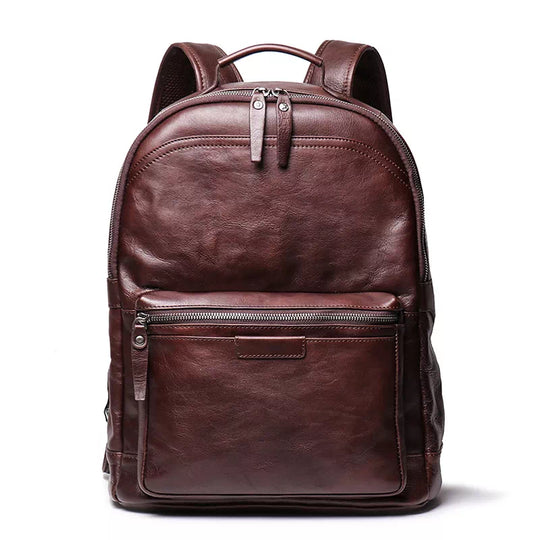 Fashionable leather backpack with spacious laptop compartment