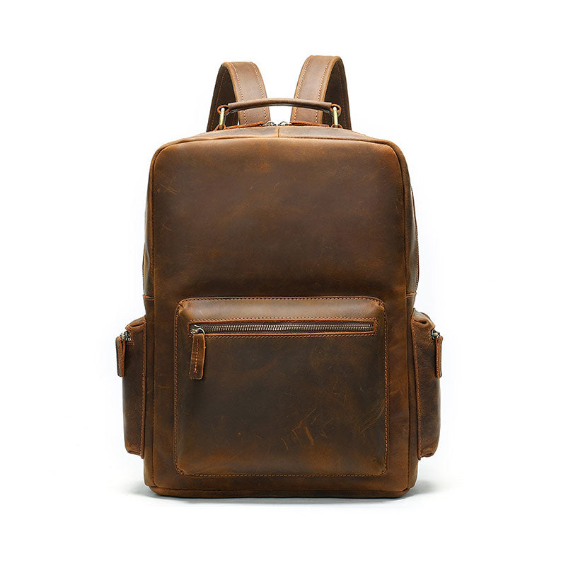 Chic vintage-inspired Crazy Horse leather backpack for him