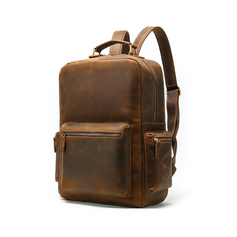 Stylish Crazy Horse leather backpack for men with a vintage touch