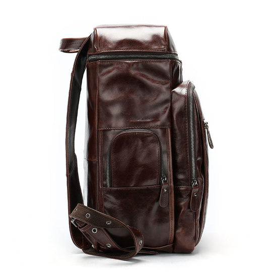 Men's leather backpack with a unique and exclusive style for travel