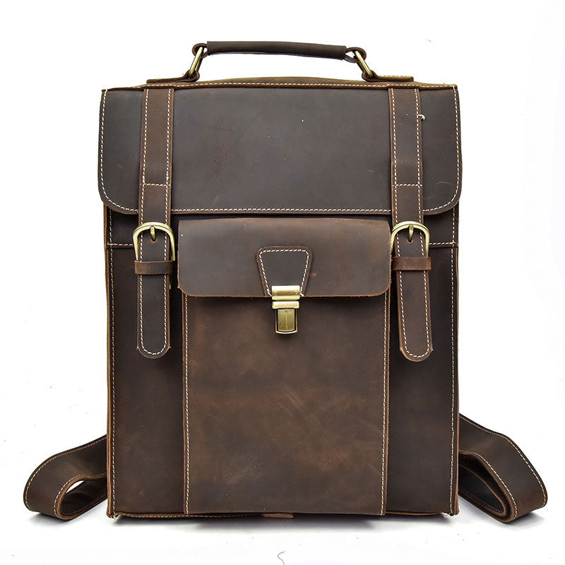 Vintage genuine leather backpack casual daypack