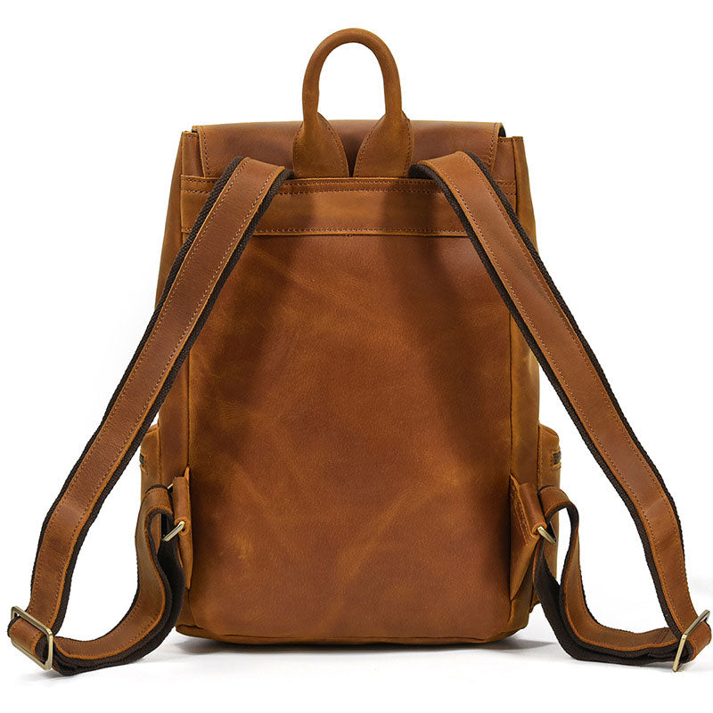 Men's genuine leather backpack with vintage craftsmanship