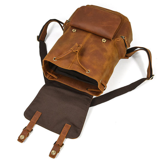Genuine leather vintage artisan backpack for men