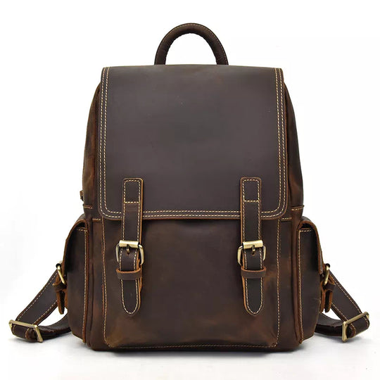Vintage aesthetic genuine leather backpack for men