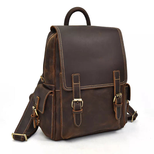 Classic vintage leather backpack for him