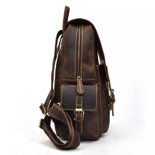 Timeless genuine leather backpack with vintage flair for men