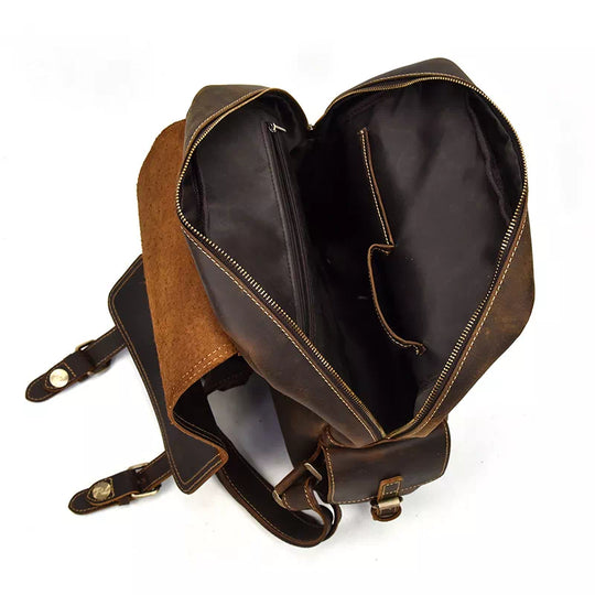 Men's genuine leather backpack in a timeless vintage style