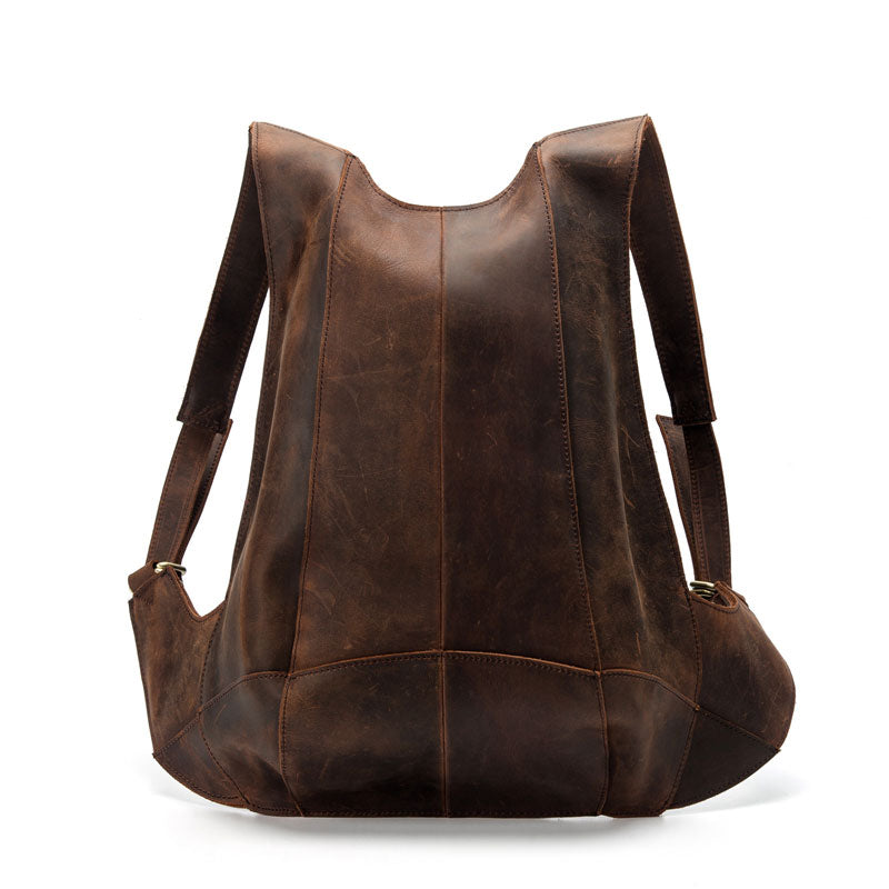 Luxury men's anti-theft backpack in designer brown leather
