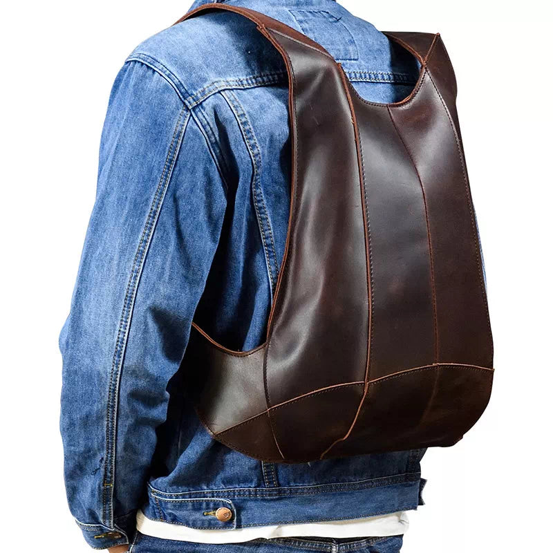Designer Brown Men's Anti Theft Leather Backpack Light Brown